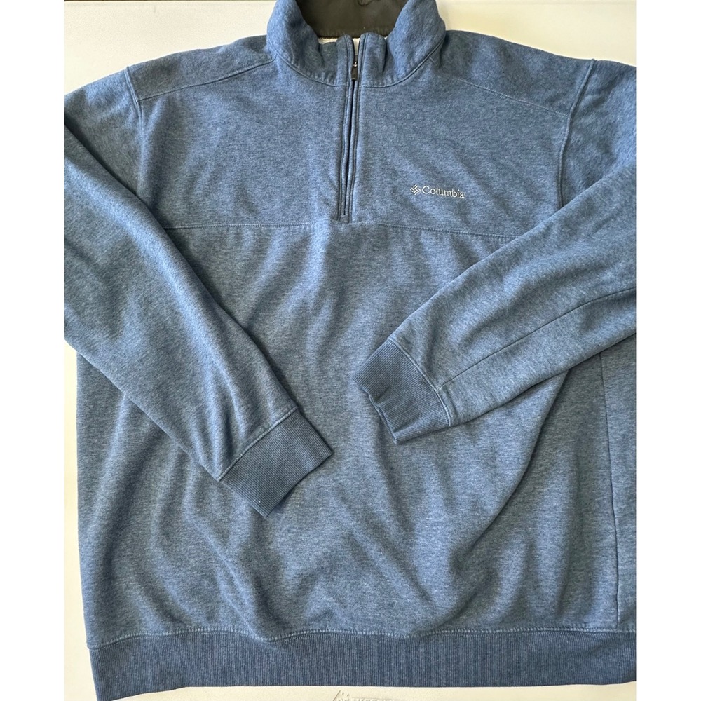 Columbia Mens 2XT Tall Blue Heather Quarter Zip Fleece Pullover AT6771